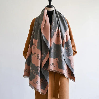 Cute Cat Cashmere Scarf