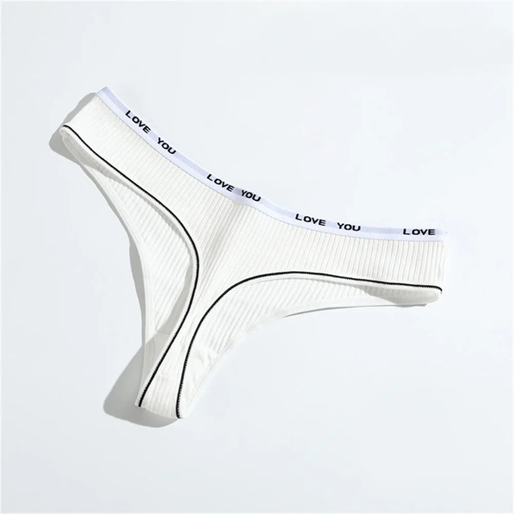 3pcs Ribbed Cotton G String Lingerie