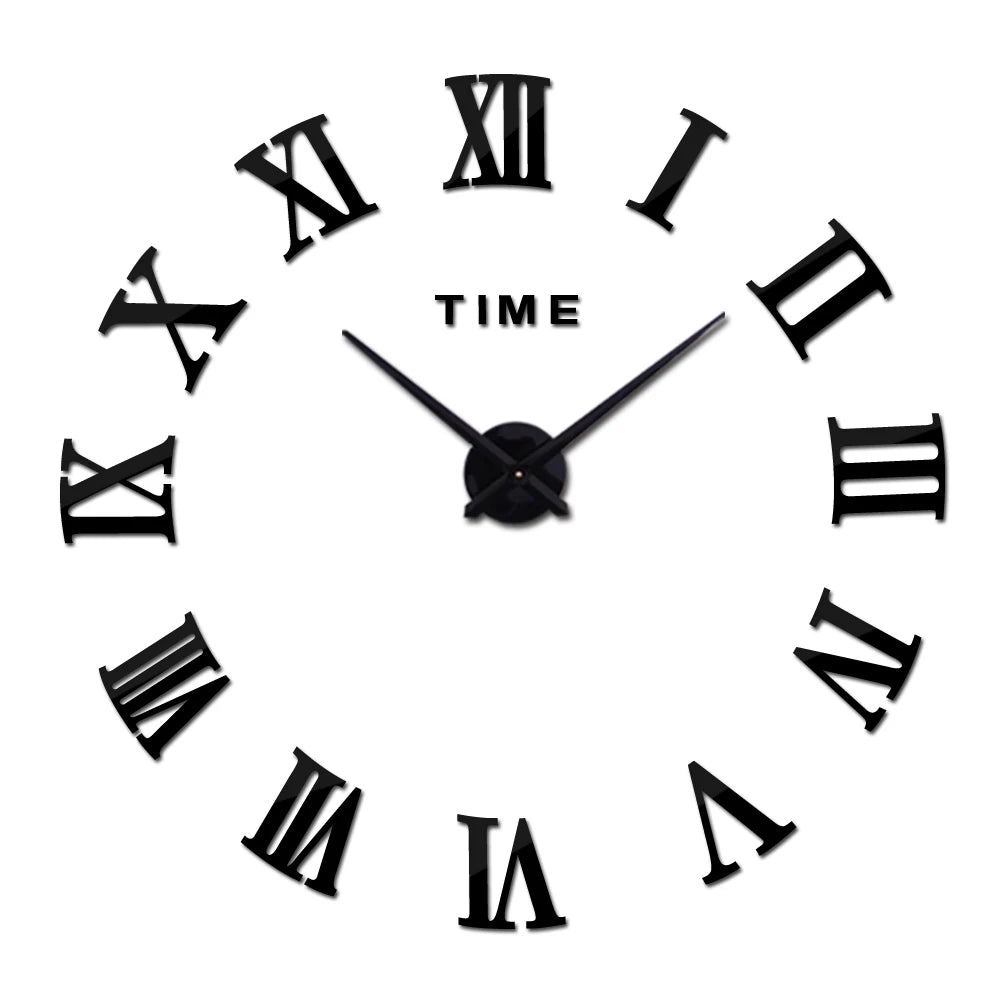 Large Wall Clock 3D DIY Quartz Acrylic Mirror Stickers Clocks