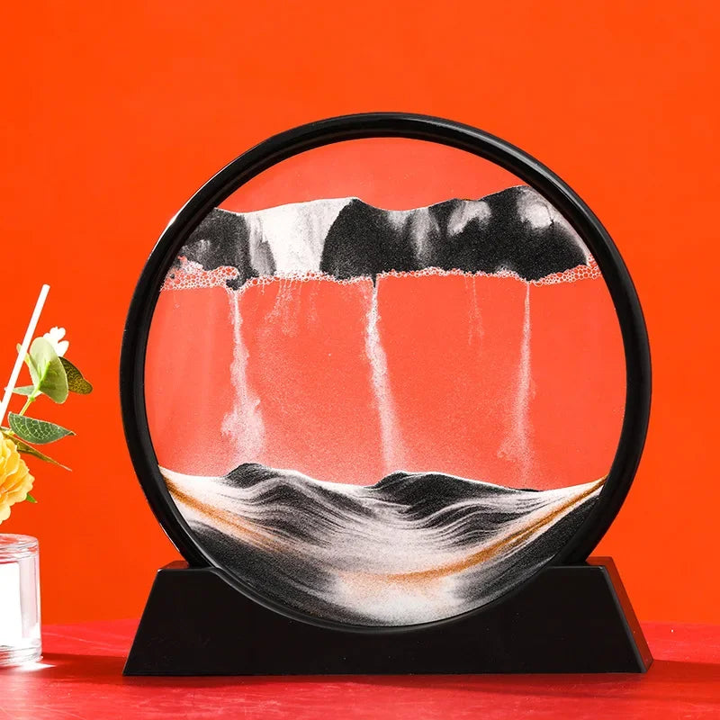 3D Moving Sand Round Glass Deep Sea Home Decoration