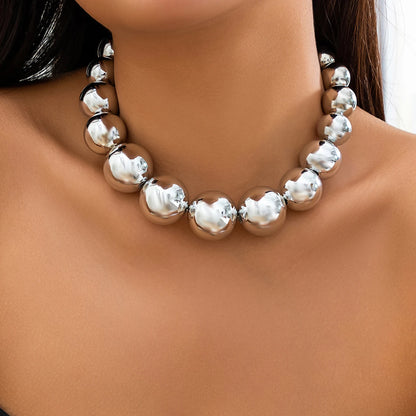 Exaggerated Acrylic Big Ball Bead Chain Necklace Jewelry