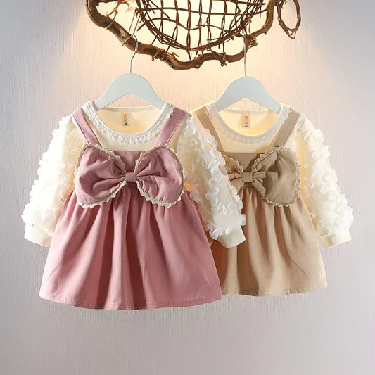 Newborn Halter Bow Long Sleeve Dress