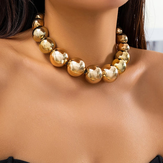 Exaggerated Acrylic Big Ball Bead Chain Necklace Jewelry