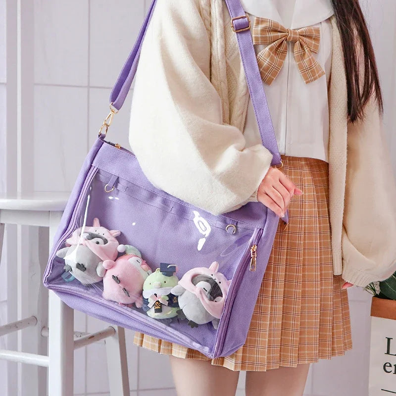 Big Ita Black with Insert Japanese Cute Straps Transparent Shoulder Bag