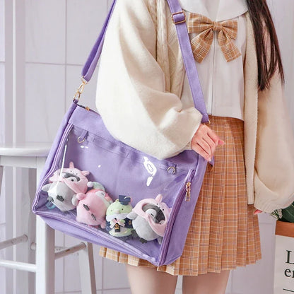 Big Ita Black with Insert Japanese Cute Straps Transparent Shoulder Bag