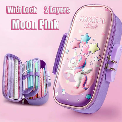 3D Large Capacity Unicorn Pencil Case Kawaii Cute Pen Box Bag