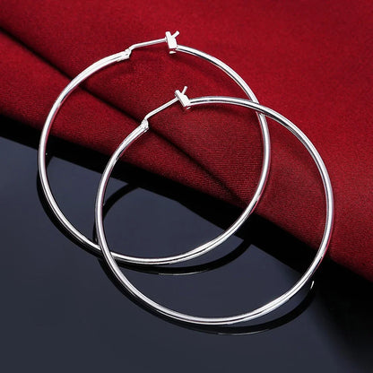 925 Sterling Silver Round Circle Hoop Earrings