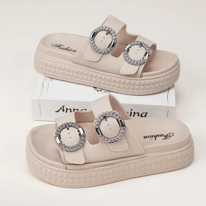 Thick Sole Adjustable Strap Slippers