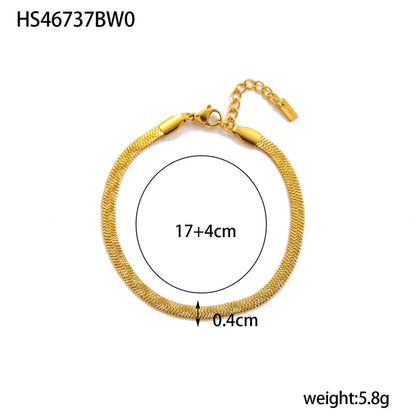Stainless Steel Thick Simple Chunky Chain Layered Gold Bracelet Set