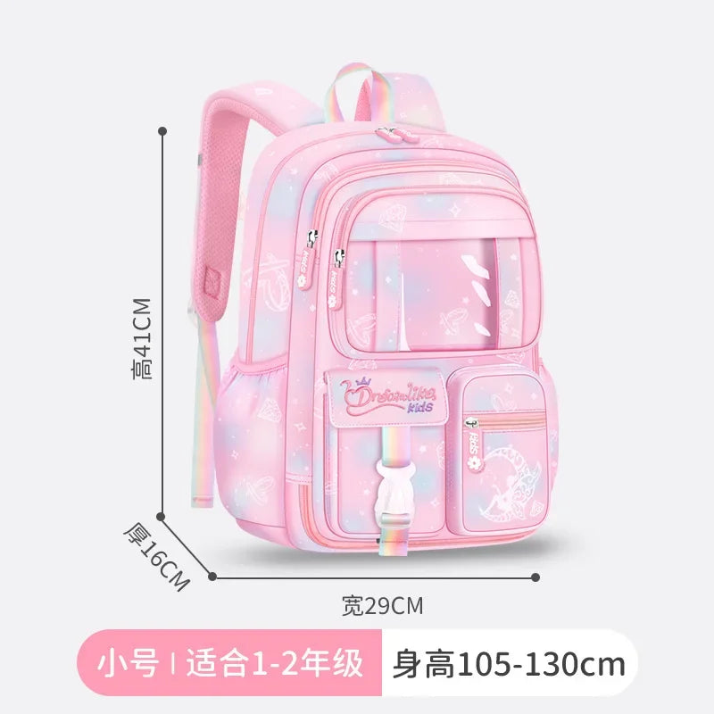 Pink Princess Schoolbag Students Large Capacity