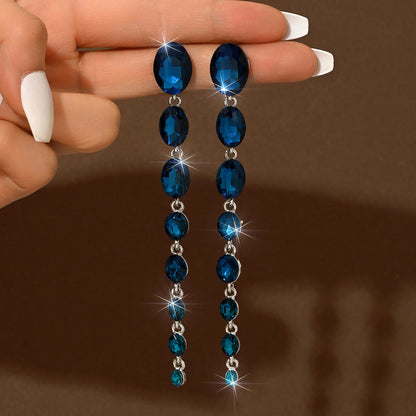 Tassel light luxury rhinestone long earrings