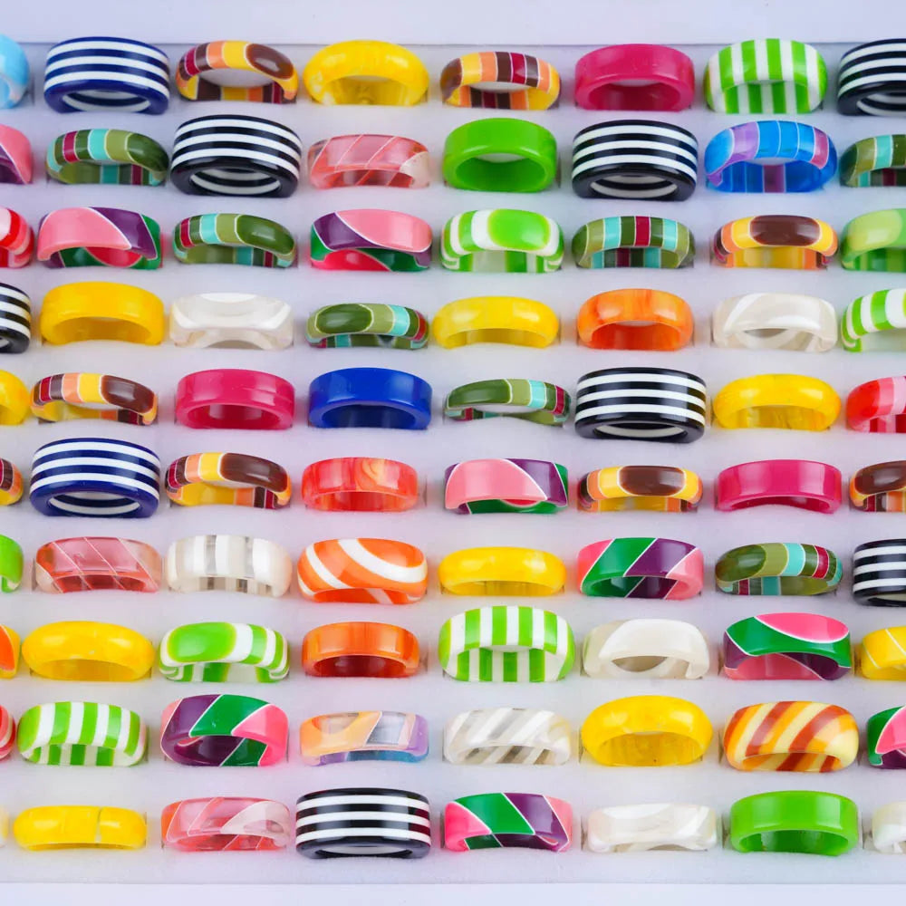 20Pcs/Lot Colorful Resin Acrylic Rings