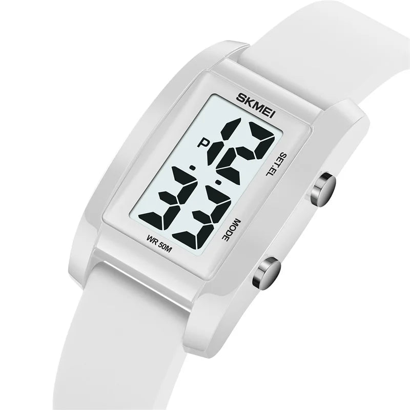 Digital with Date Week Display Silicone Strap LED Light Waterproof Wristwatch