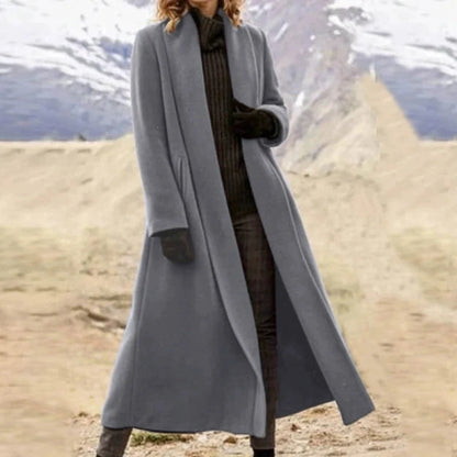 Plus Size Extra Long Woolen Loose Casual Wool Blend Coat