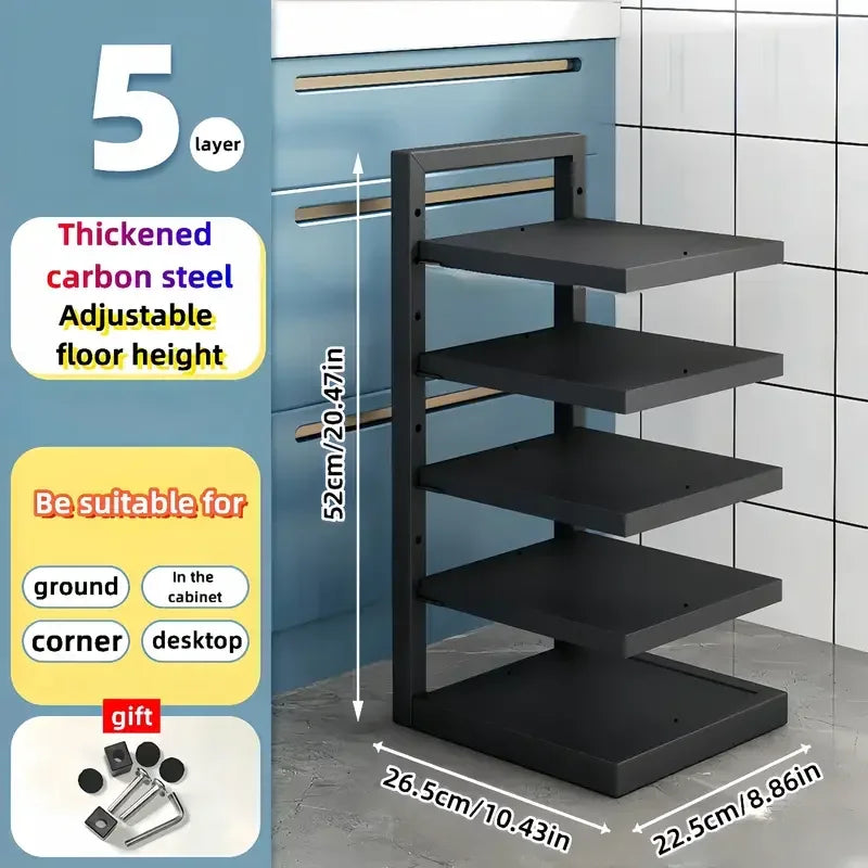 Adjustable Pot Rack Organizer Kitchen Stainless Steel Pot Storage Rack