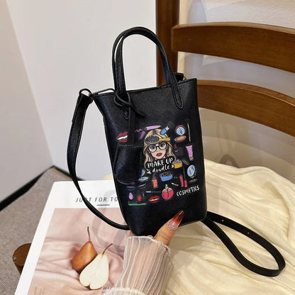 Luxury Mini Bucket Plaid PU Leather Crossbody Bag