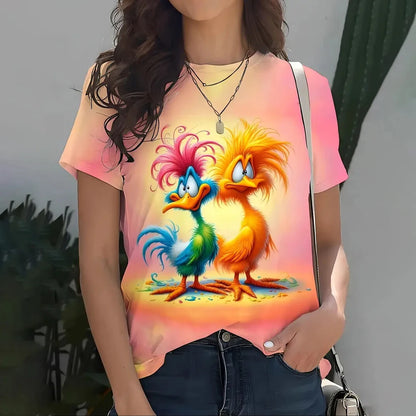 Funny Cartoon Casual Short Sleeve Crew Neck Tee T-Shirts
