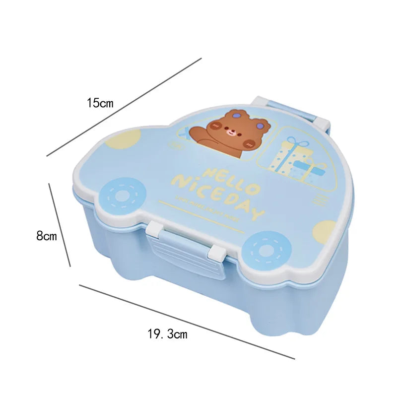 Cartoon Car Bento Rectangular Leakproof Plastic Lunch Box