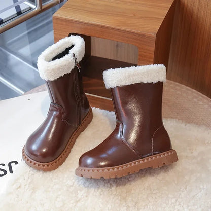Wool breathable lining anti slip side zipper snow boots