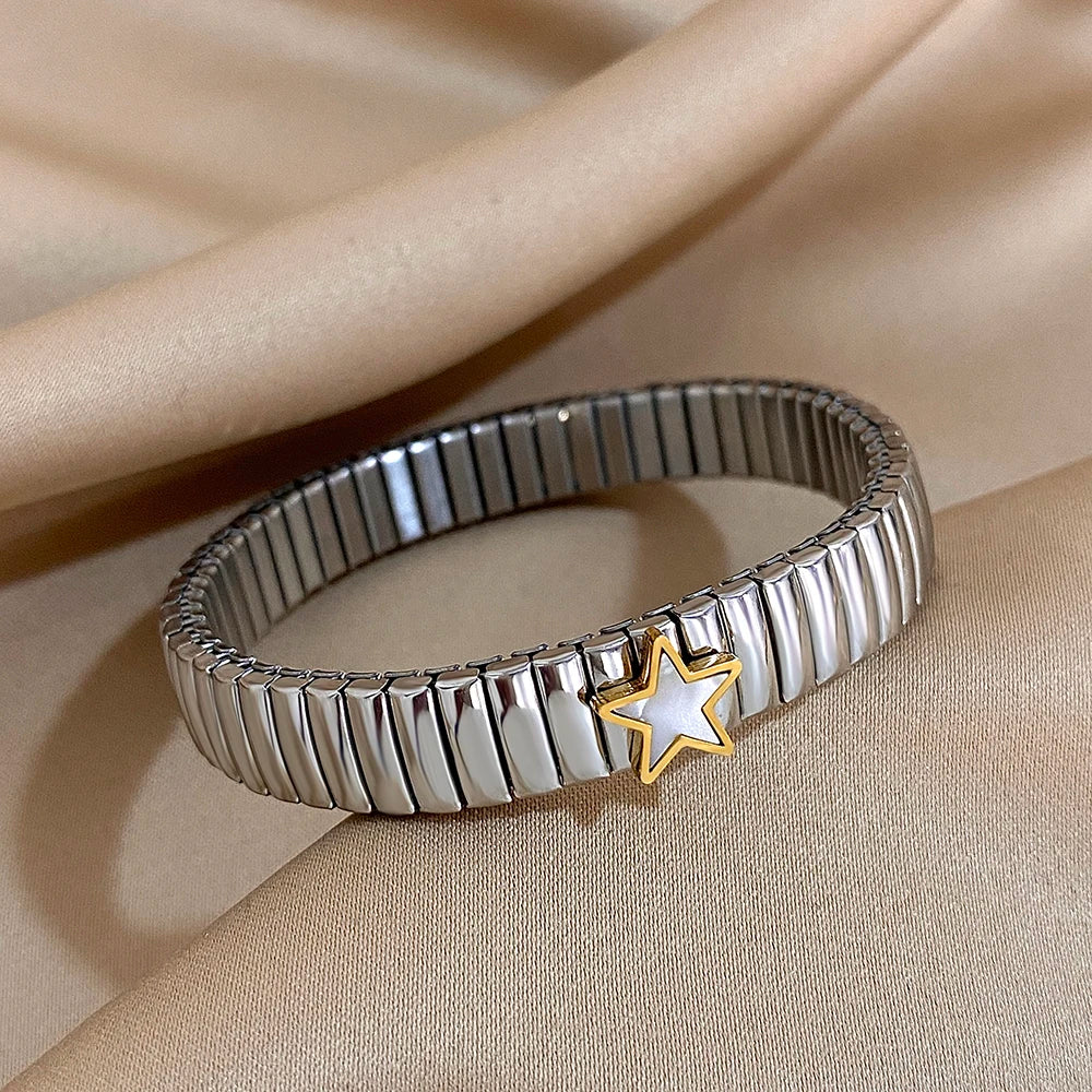 Gold Plated Stainless Steel Elastic Bangles Bracelet