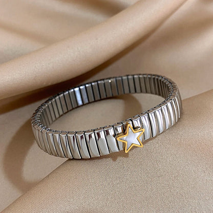 Gold Plated Stainless Steel Elastic Bangles Bracelet