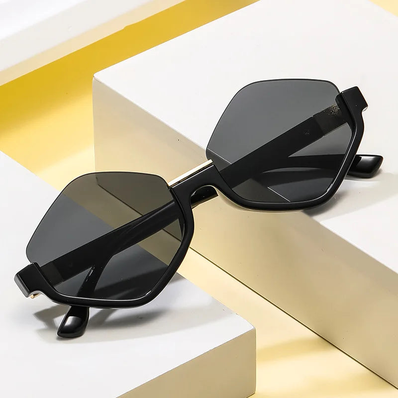 Diamond Half-Frame Polygonal Personalized Sunglasses