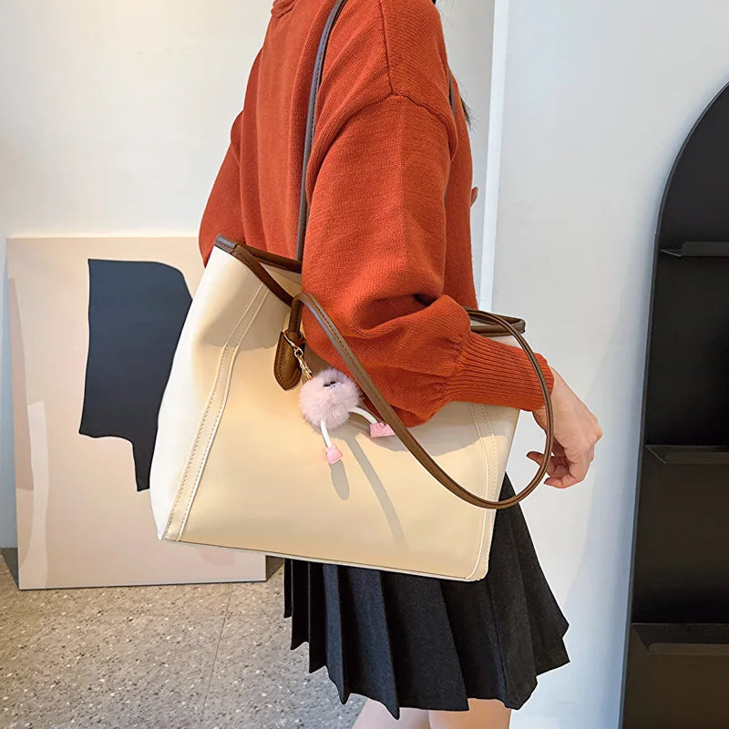 PU Leather Versatile Korean Single Shoulder Tote Bag