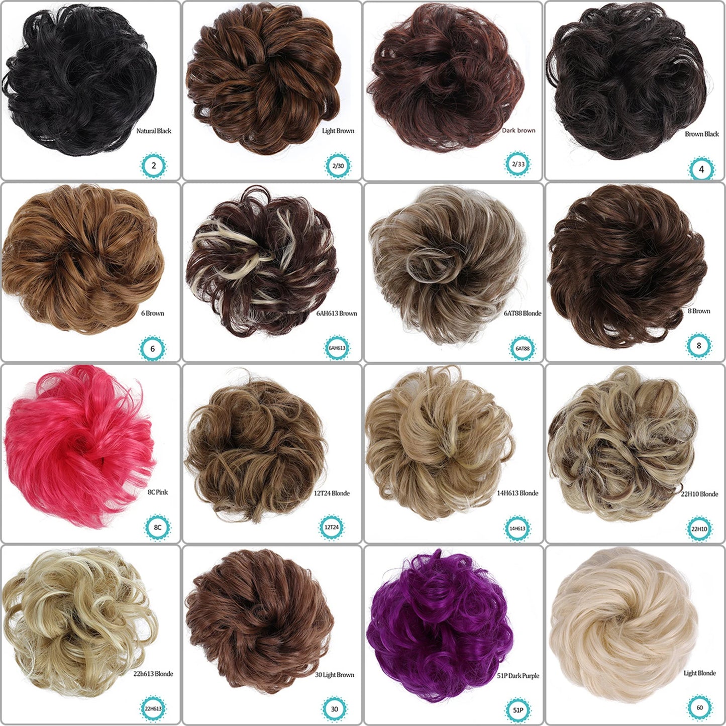 Natural Curly Messy Bun Hair Wigs