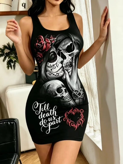 Casual Skeleton Cooling Shoulder Straps with Sleeves Off Shoulder Dress
