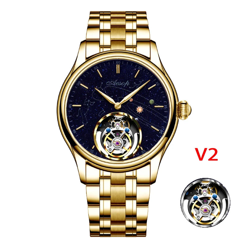 Flying Tourbillon Movement Skeleton Mechanical Luxury Watches