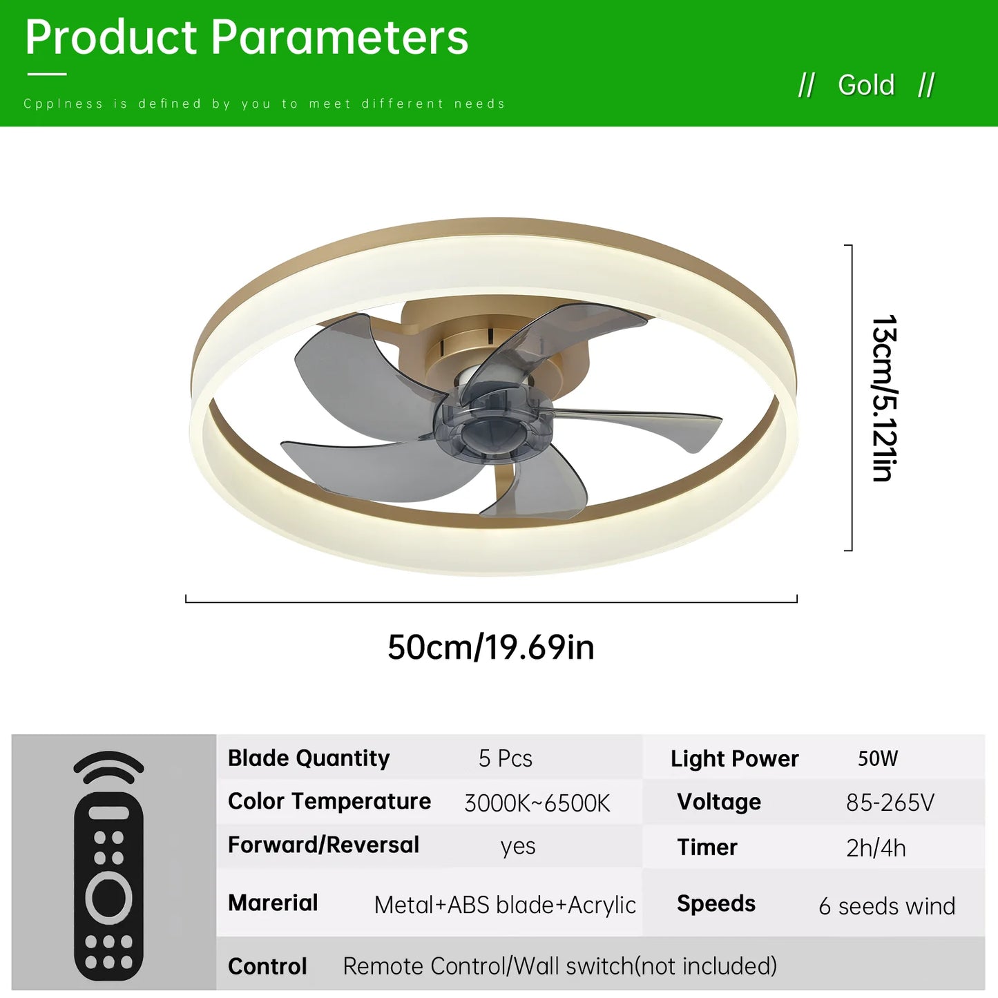 Ceiling Fan (With Lighting) Silent LED Dimmable Ceiling Fan