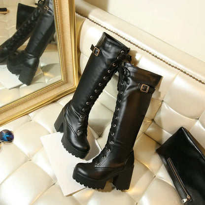 Sexy Knight Round Toe Knee High Boots