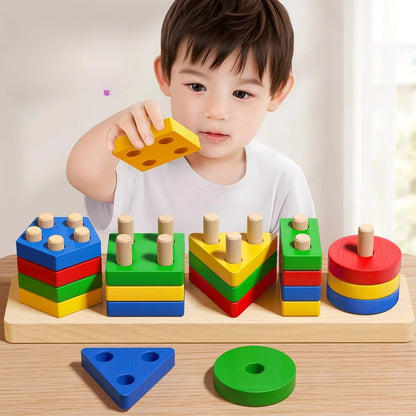 Montessori Wooden Sorting Stacking Puzzle Skill Toy