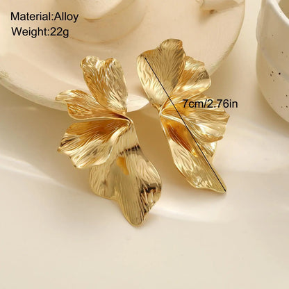 Stainless Steel Golden Double Layered Flower Earring