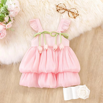 Baby Girl Flower Small Fly Sleeve Girl Dress