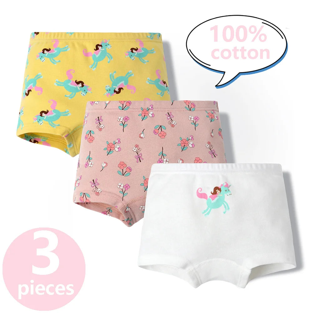 3/6 Pcs 100% Cotton Pretty Cartoon Boxer Set