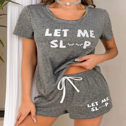 Cute smile face Print Short Sleeve Soft Cotton Pajamas Set