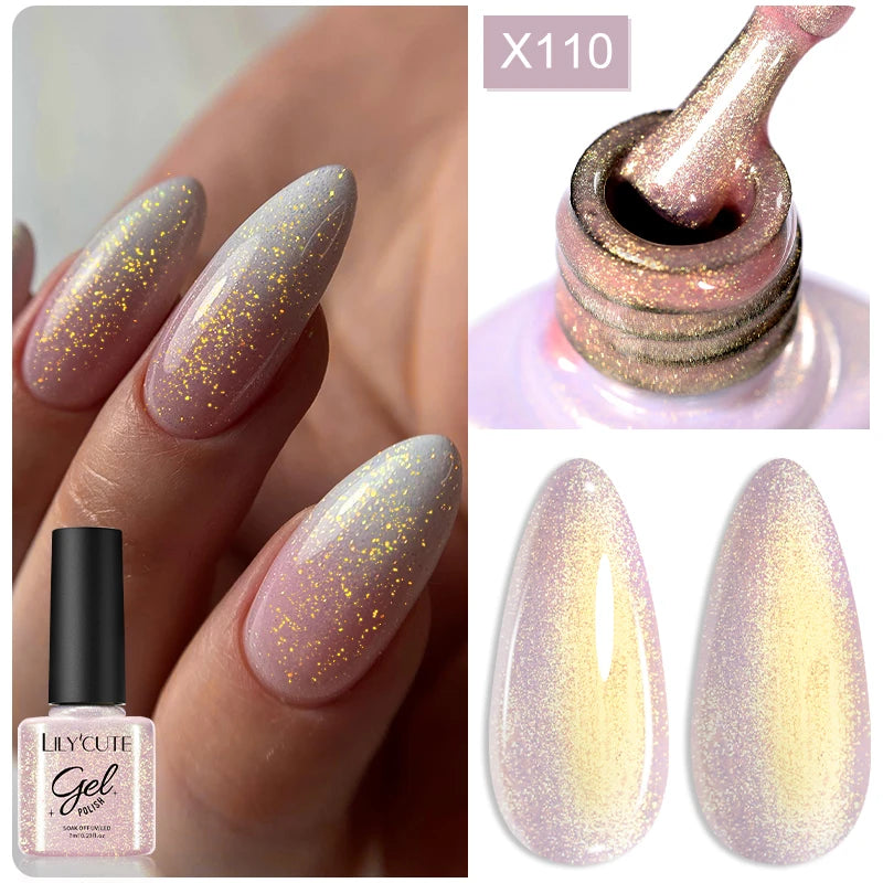 7ml Gold Sparkling Glitter Gel Nail Polish UV Gel Soak off UV LED Nail Gel Varnish