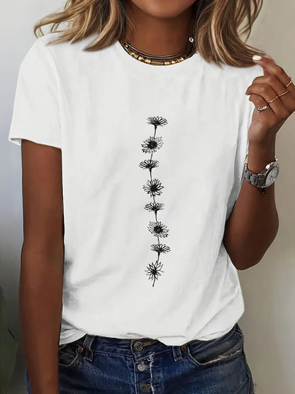 Sunflower Print Short Sleeve T-Shirt