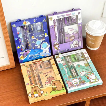 6Pcs/Set Cute Cartoon Capybara Pencil Stationery Set