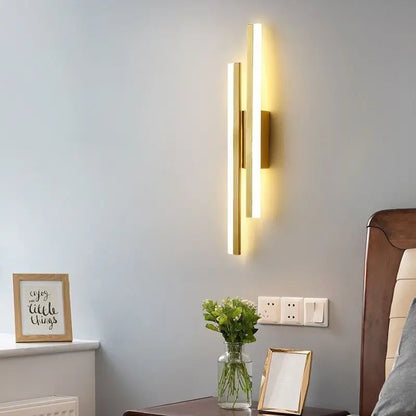 LED Bedroom Wall Lamp Wall Sconces Copper Line Pipe