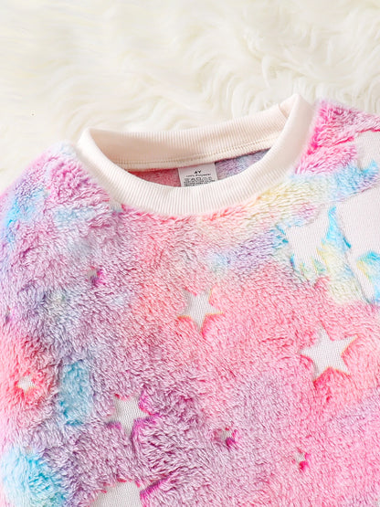 Autumn 2-8Y star shaped suede round neck long sleeved Set