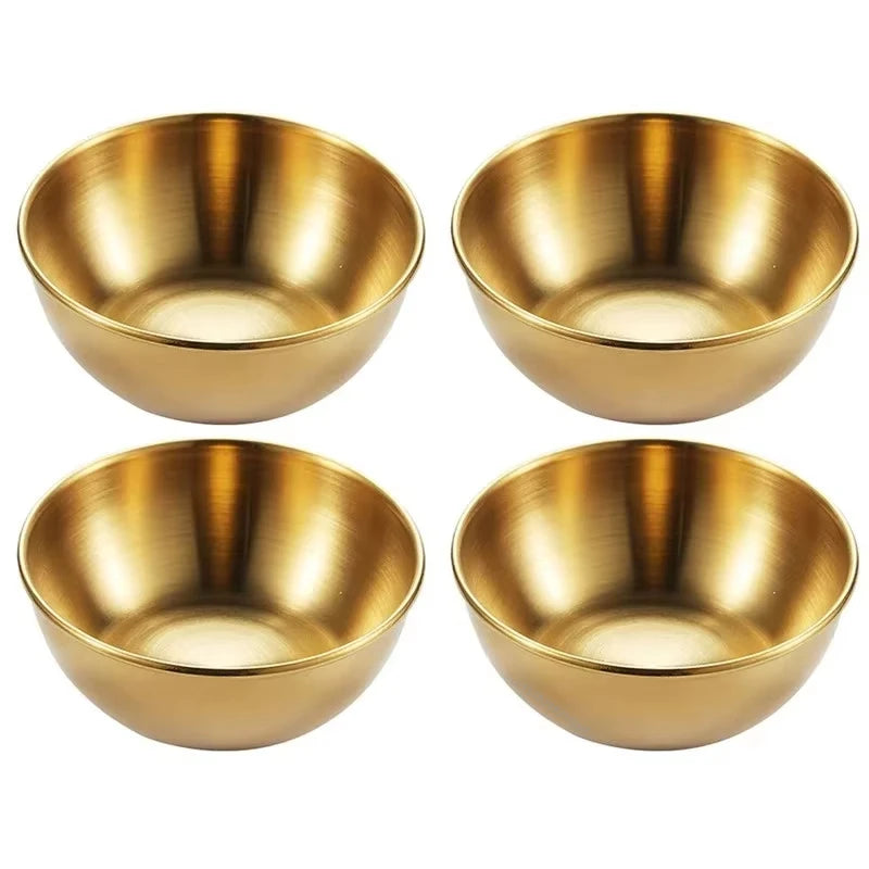4pcs 2pcs Stainless Steel Golden Sauce Dishes Appetizer