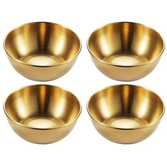 4pcs 2pcs Stainless Steel Golden Sauce Dishes Appetizer