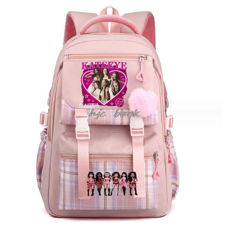 Katseye Funny Print Mochila Book Bags
