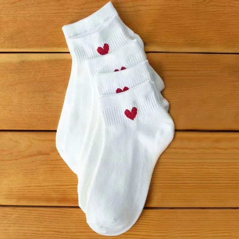 5 pares de preciosos calcetines de algodón con corazones