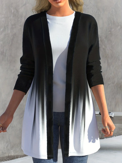 Plus Size Ombre Print Open Front Cardigan Coats