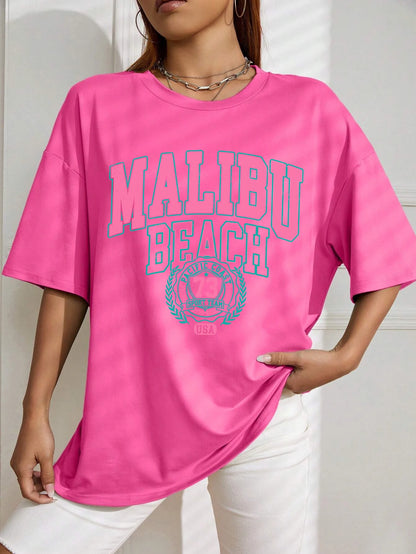 Malibu Beach Letter Street Casual T-shirt