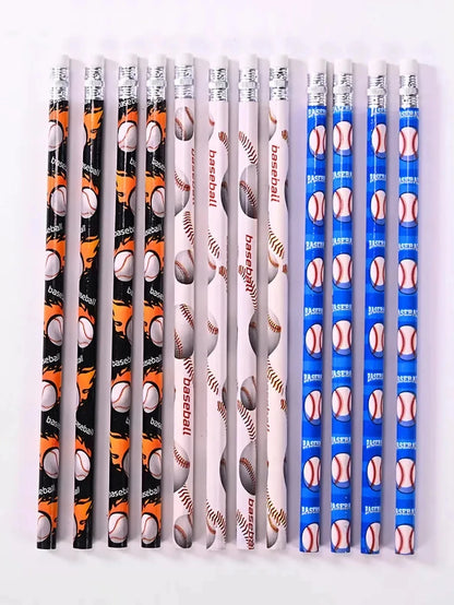 12pcs Sports Ball Themed Wooden Pencils