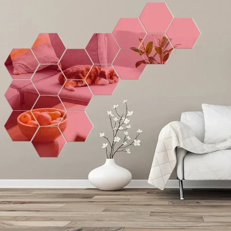 Hexagon Acrylic Mirror Wall Home Decoration Sticker